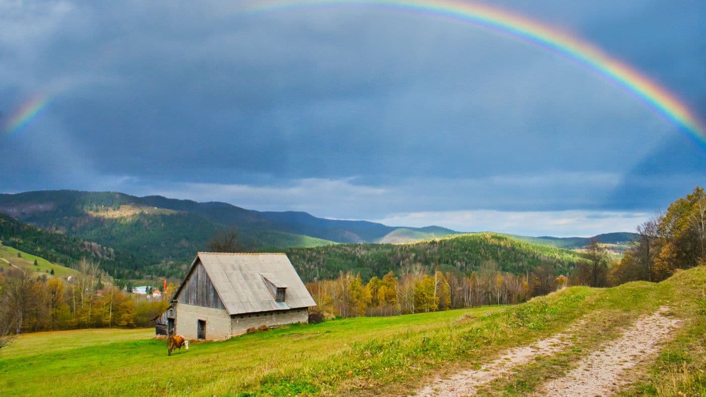 Rainbow in the rural countryside of Republika Srpska