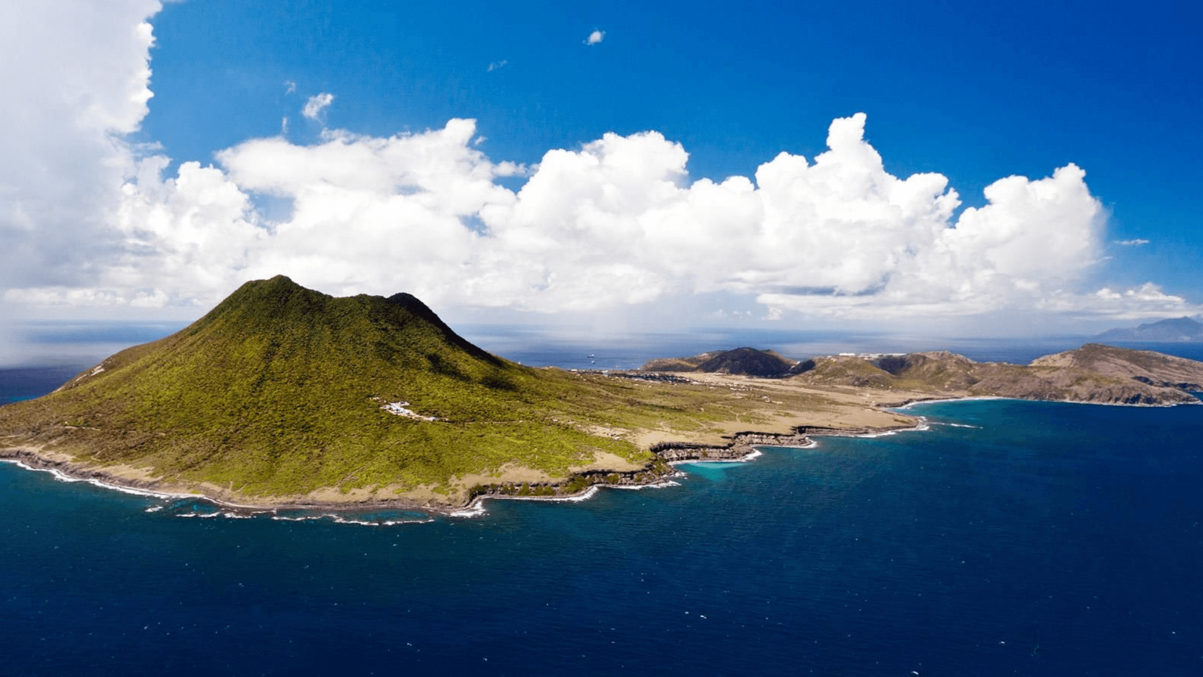 Aerial photo of Statia, known formally as Sint Eustatius